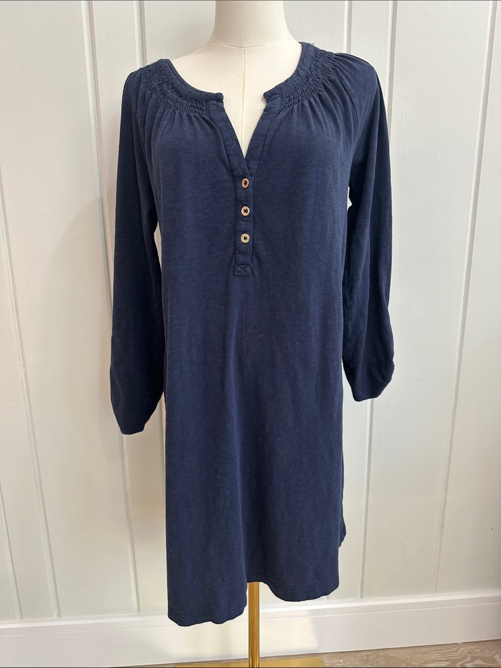 Lilly Pulitzer M Navy Button-Front Long-Sleeve Tunic/Dress